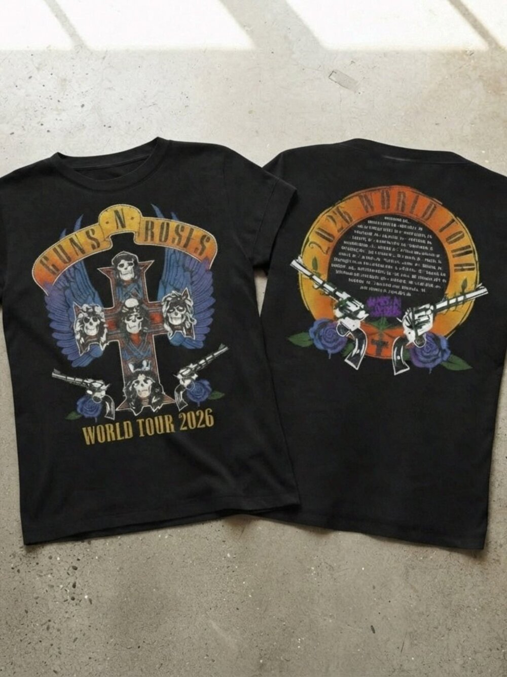 Guns N Roses World Tour 2026 Cross Graphic T-Shirt